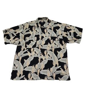 Tommy Bahama Black and Cream Floral Button Down Shirt
